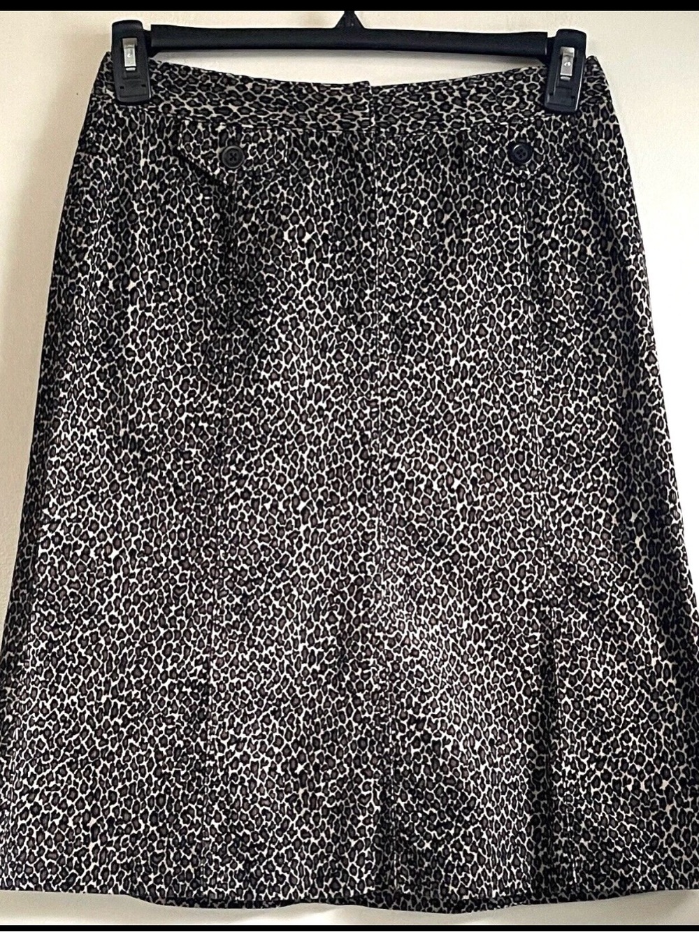 Talbots Black & White Leopard A-Line Skirt